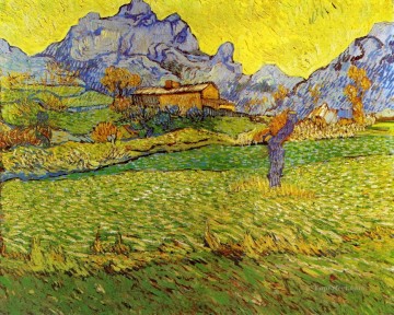 Un prado en las montañas Paisaje de Vincent van Gogh Pinturas al óleo